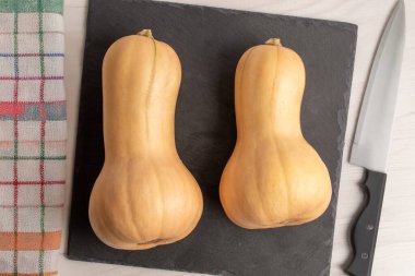 Olgun tatlı balkabakları, üst manzara, makro