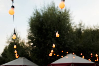 Düğün olaylar kutlama gece alanında asılı ampuller ısınma ile kablolu dize