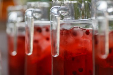 Kızılcık limonata ve buz ile Decanters