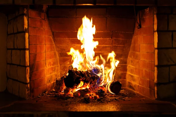 Otoño Invierno Chimenea Acogedora Concepto Noche Cerca — Foto de Stock