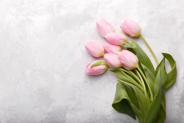 Аромат Розовых Цветов Тюльпана Сером Фоне Камня — стоковое фото
