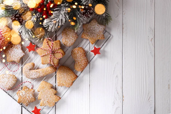 Christmas shortbread or gingerbread cookies — Stock Photo, Image