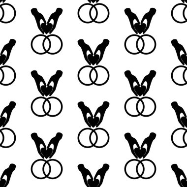 Beyaz arka plan üzerinde eller seamless modeli kalbinde. Vektör çizim