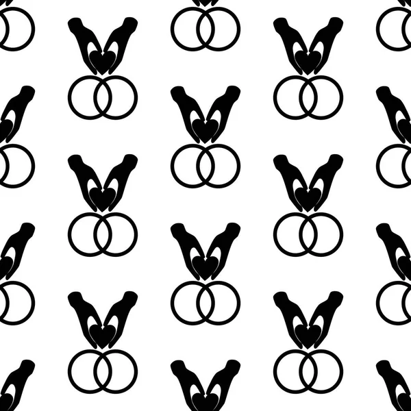 Beyaz arka plan üzerinde eller seamless modeli kalbinde. Vektör çizim