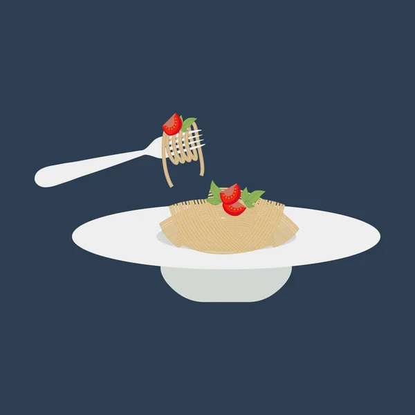 Illustrazione Degli Spaghetti Pasta Sullo Sfondo Blu Illustrazione Vettoriale — Vettoriale Stock