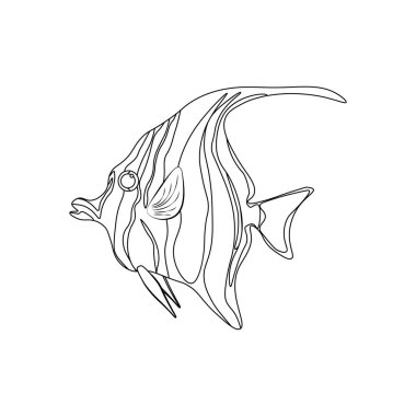 Mağribi idol balık boyama sayfaları beyaz arka plan üzerinde. Vektör çizim