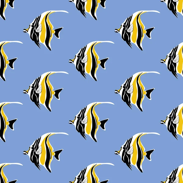 Mooridol Fischt Nahtloses Muster Auf Blauem Hintergrund Vektorillustration — Stockvektor