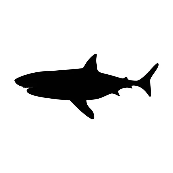 Silueta Tiburón Sobre Fondo Blanco Ilustración Vectorial — Vector de stock