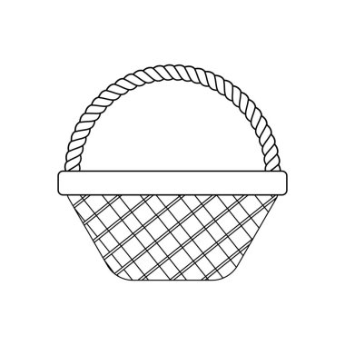 Hasır sepet simgesi beyaz arka plan üzerinde. Vektör çizim