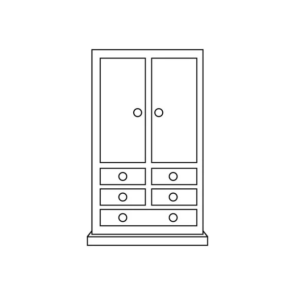 Armoire gardırop resimde beyaz arka plan üzerinde. Vektör çizim