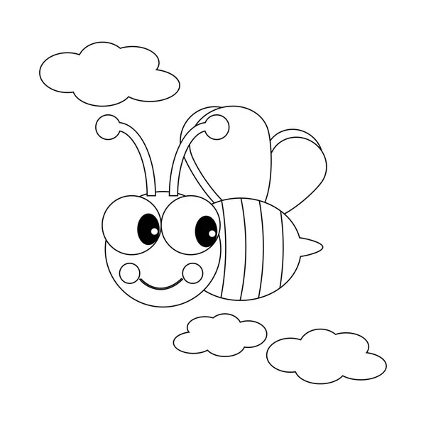Bee Clouds Illustration White Background Vector Illustration — Stock Vector