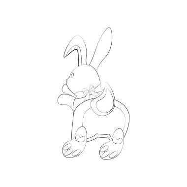 Bunny tavşan boyama sayfaları beyaz arka planda, vektör çizim