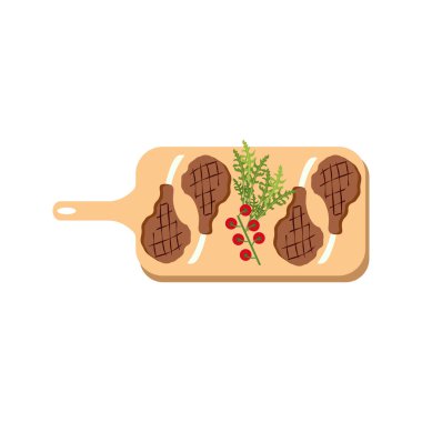 Gemide biftek et beyaz arka plan, vektör çizim