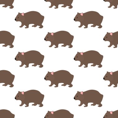 Beyaz arka planda, vektör çizim Wombat seamless modeli