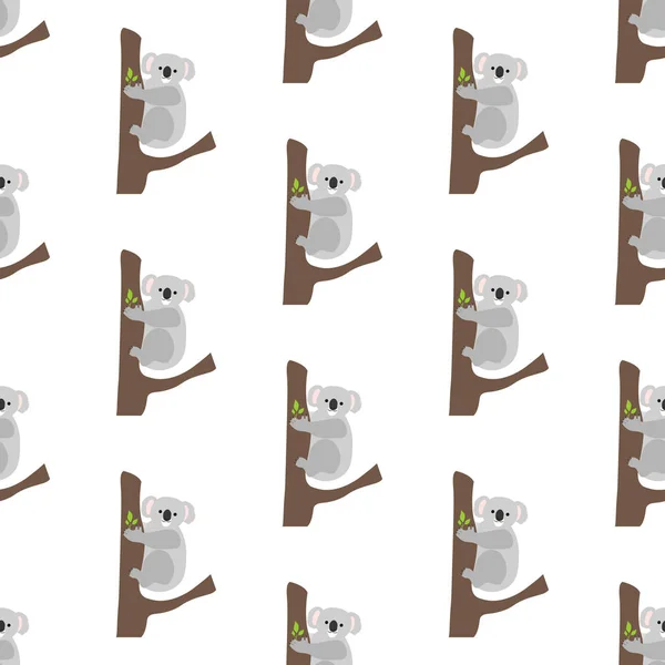 Koala Oso Patrón Sin Costuras Fondo Blanco Vector Ilustración — Vector de stock