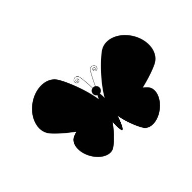 Beyaz arka plan üzerinde kelebek siluet. Vektör çizim