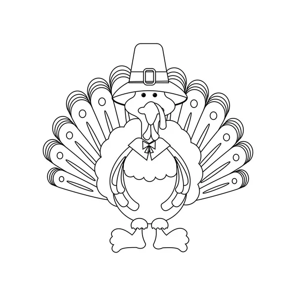 Turki Hari Thanksgiving Latar Belakang Putih Ilustrasi Vektor - Stok Vektor