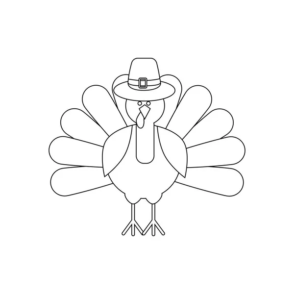 Turki Hari Thanksgiving Halaman Mewarnai Latar Belakang Putih Ilustrasi Vektor - Stok Vektor