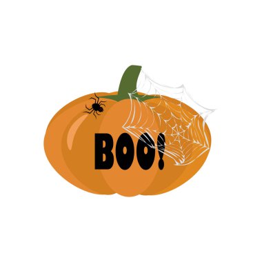 Beyaz arka planda Cadılar Bayramı kabağı çizimi. Vektör illüstrasyonu