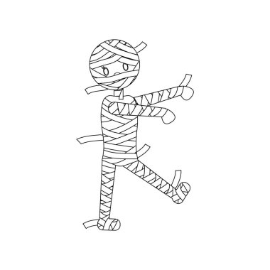 Beyaz arka plan üzerinde mumya halloween kılık. Vektör çizim