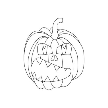 Beyaz arka planda Cadılar Bayramı kabağı çizimi. Vektör illüstrasyonu