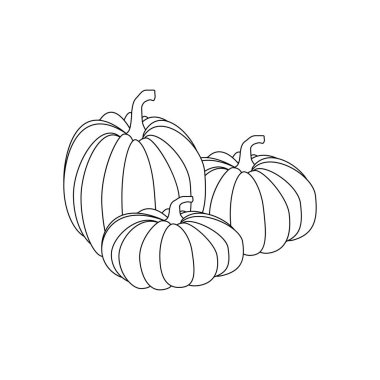 Beyaz arka plan üzerinde kabak sonbahar illüstrasyon. Vektör çizim