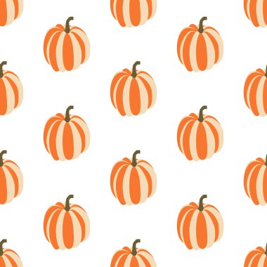 Beyaz arka plan üzerinde kabak seamless modeli. Vektör çizim