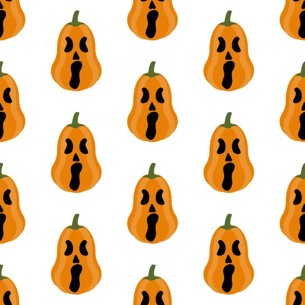 Halloween Kürbis Nahtlose Muster Auf Dem Weißen Hintergrund Vektorillustration — Stockvektor