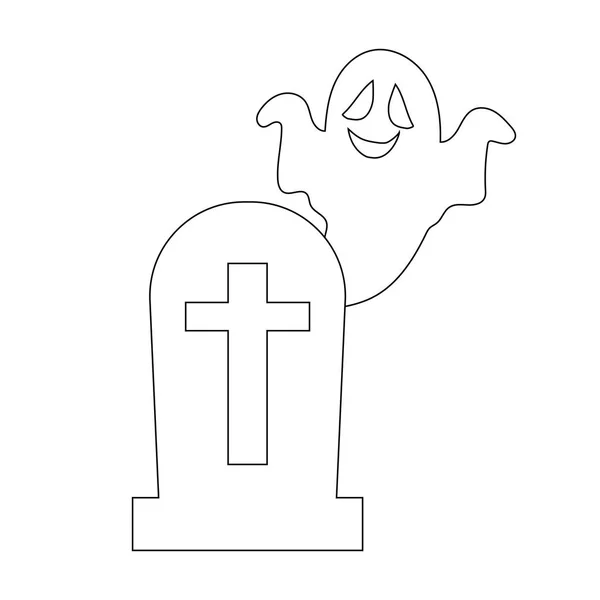 Headstone Ghost White Background Vector Illustration — Stock Vector