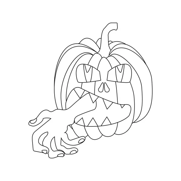 Illustrazione Zucca Halloween Sullo Sfondo Bianco Illustrazione Vettoriale — Vettoriale Stock