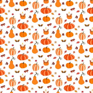 Beyaz arka plan üzerinde sonbahar seamless modeli. Vektör çizim