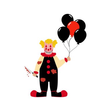 Şeytani palyaço resimde beyaz arka plan üzerinde. Vektör çizim