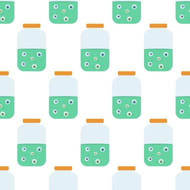 Beyaz zemin üzerine kavanoz seamless modeli göz topları. Vektör çizim