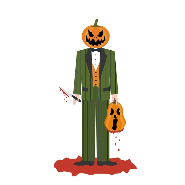 Assassino Abóbora Halloween Fundo Branco Ilustração Vetorial — Vetor de Stock