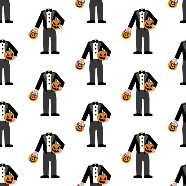 Patrón Sin Costuras Halloween Fondo Blanco Ilustración Vectorial — Vector de stock
