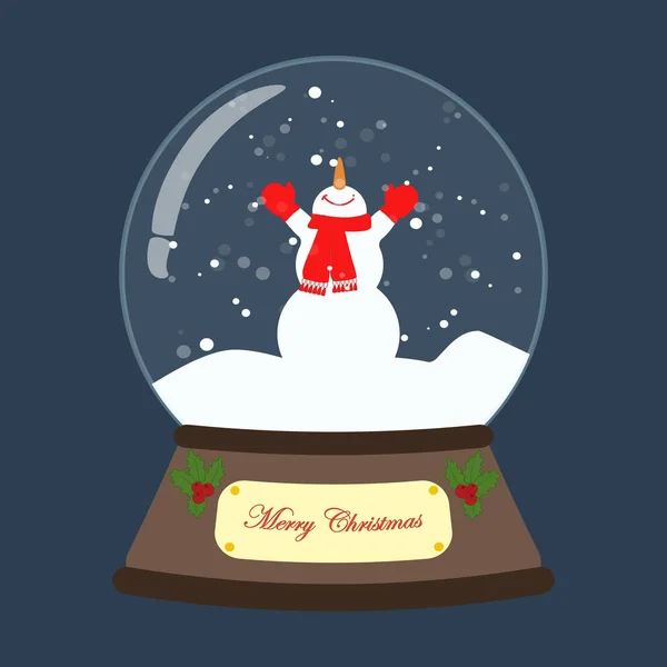 Kardan adam mavi arka plan ile Noel kar küresi. Vektör çizim