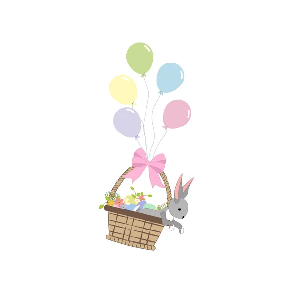 兔子在篮子在白色背景 向量例证 — 图库矢量图片