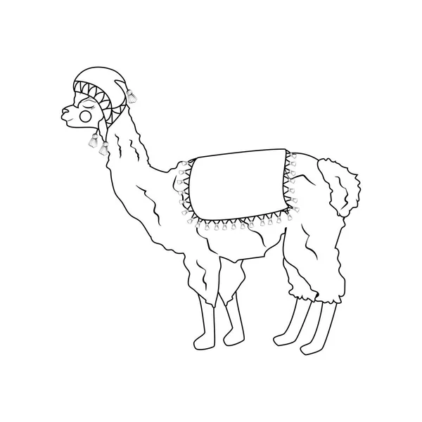 Lama Chapeau Sur Fond Blanc Illustration Vectorielle — Image vectorielle