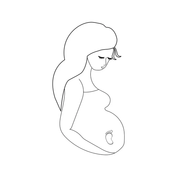 Gravid Kvinna Vit Bakgrund Vektorillustration — Stock vektor