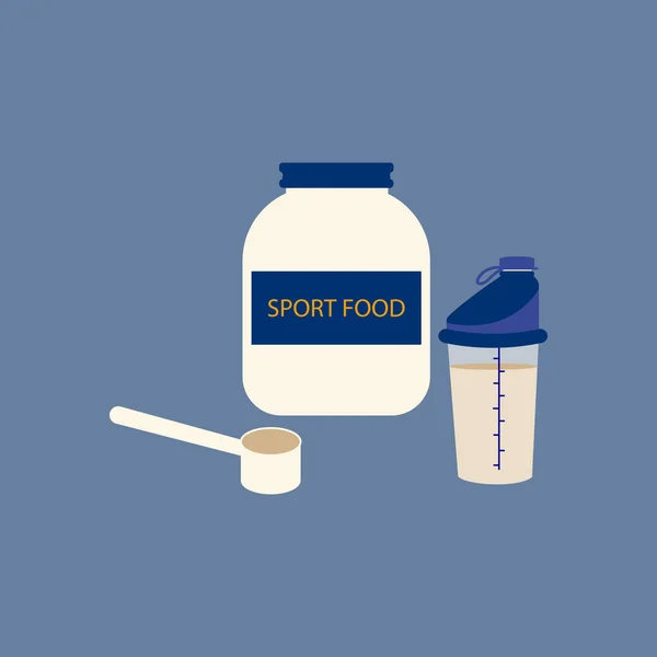 Sport food blender bottle on the blue background. Vector illustration