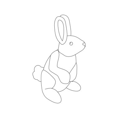 Beyaz arka plan üzerinde beyaz tavşan illüstrasyon. Vektör çizim