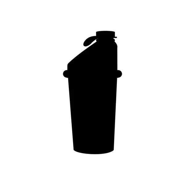 Sport Shaker Bouteille Mélangeur Silhouette Sur Fond Blanc Illustration Vectorielle — Image vectorielle