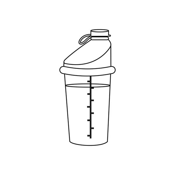 Sport Shaker Blender Flaska Kontur Den Vita Bakgrunden Vektorillustration — Stock vektor