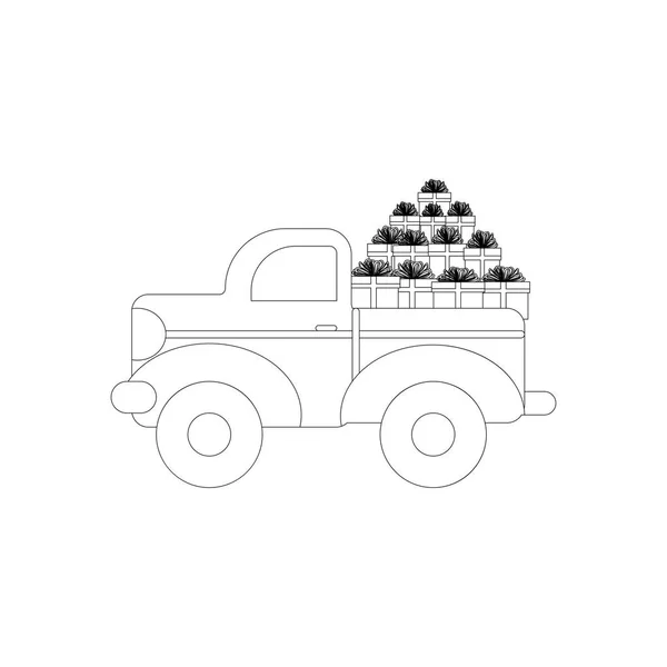 Camión Con Regalos Fondo Blanco Ilustración Vectorial — Vector de stock
