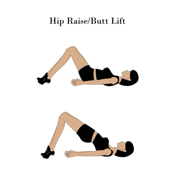 Hip raise butt lift exercise workout — Stock Vector