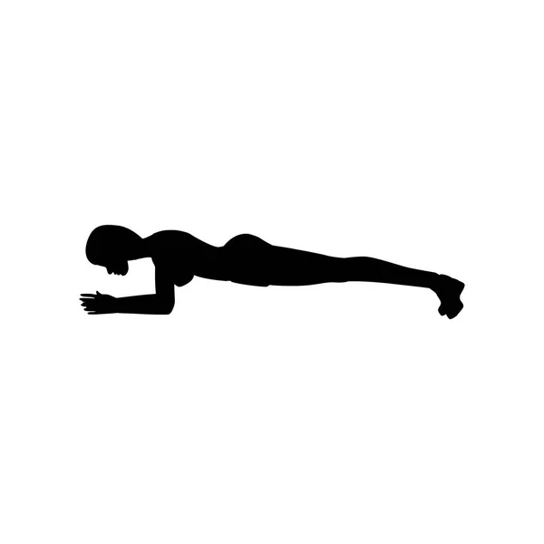 Plank ejercicio silueta de entrenamiento — Vector de stock
