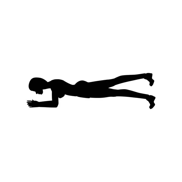 Plank Leg Lift ejercicio silueta de entrenamiento — Vector de stock