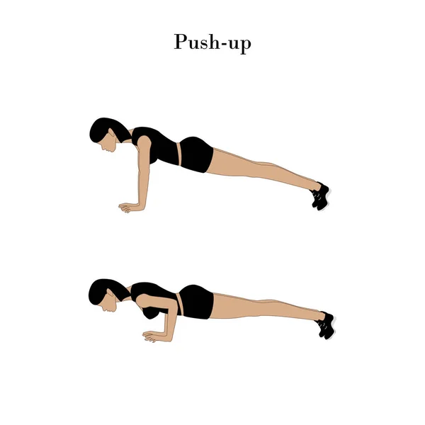 Push-up egzersiz egzersiz — Stok Vektör