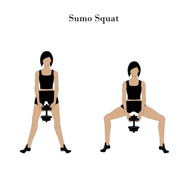 Sumo squat esercizio di allenamento — Vettoriale Stock