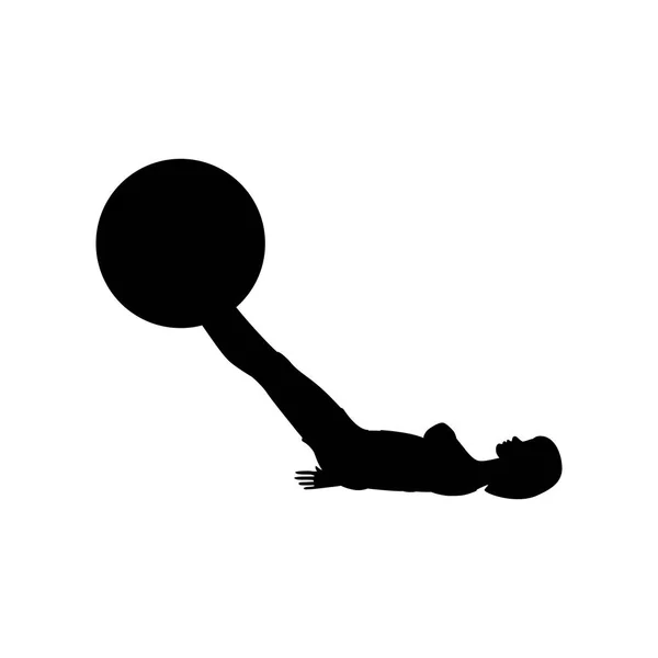 瑞士球腿提升锻炼锻炼剪影 — 图库矢量图片